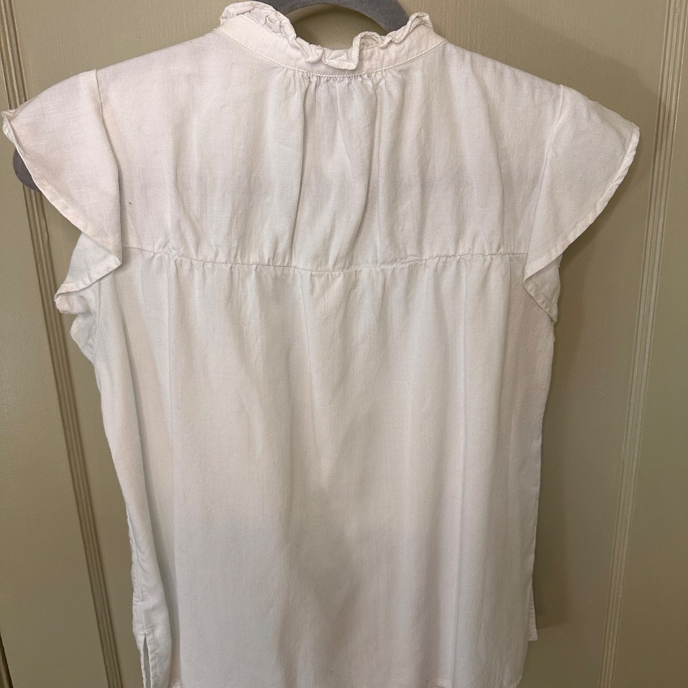 Rails Flutter Sleeve White Cotton Button Up Shirt - image 3